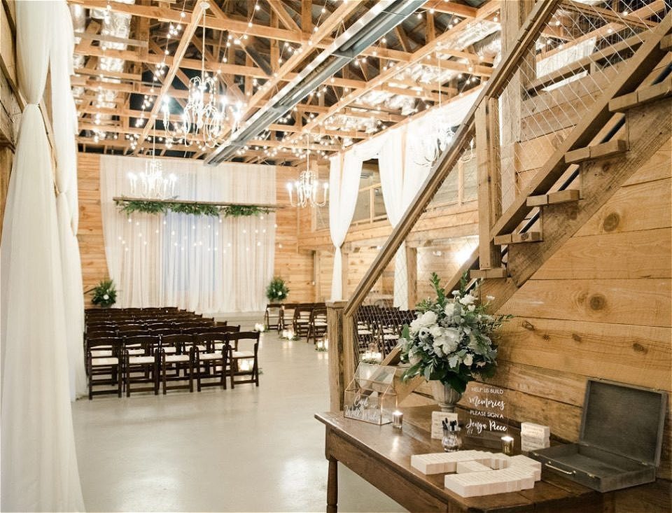 Indoor wedding setup at James Madison Inn's Variety Works